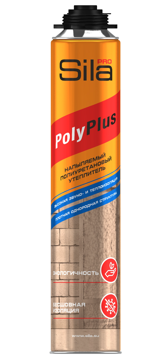 Утеплитель напыляемый SILA PRO POLYPLUS полиуретановый 850мл /SPPOLS