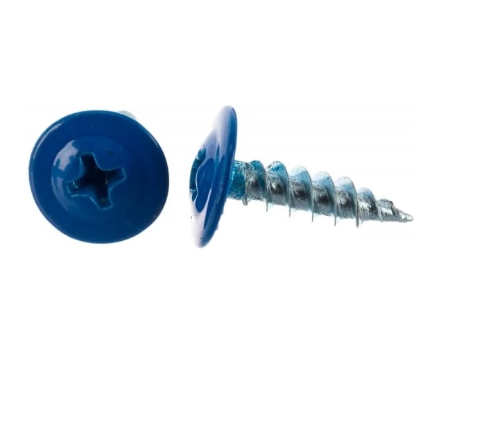 Саморез металл/металл острый 4,2х16 с прессшайбой RAL5005 ярко-синий пакет (35шт) БИСКРЕП1-00800- купить в АПлайн