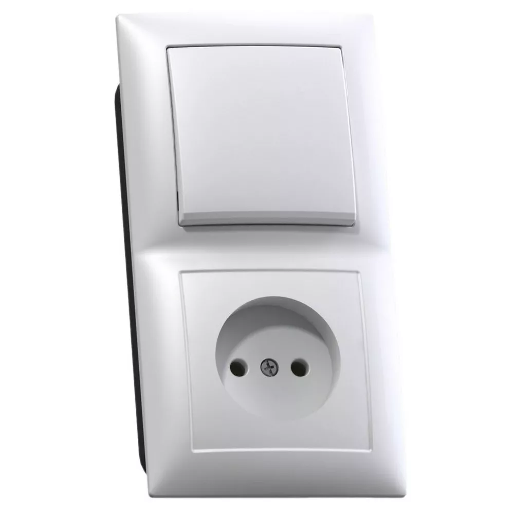 Блок комбин. СП "Селена" белый (2выкл.+роз. без заземл.) 16А Кунцево БКВР-409 (606)