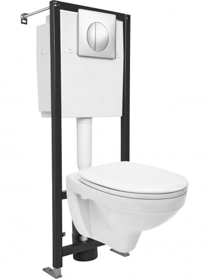 Инсталляция "CERSANIT TIGER" 5в1( унитаз подвисной Delfi+ сиденье, кнопка хром ) / 032