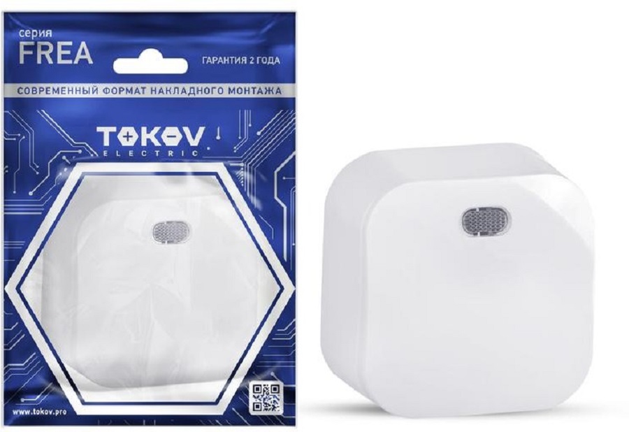 Выключатель "Frea" 1 ОП белый в сборе с индикатором Tokov TKE-FR-V1I-C01