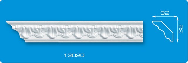 Плинтус потолочный инжекционный "Лагом" №13020 (П) 1,3м DISN-113020-PR-0090
