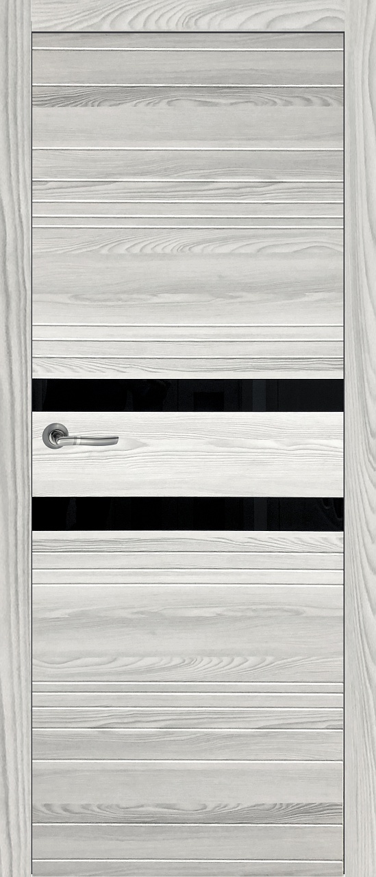 Дверь ДО "Next" Новелла 2 600х2000 Лиственница серая (Лакобель черное), Экошпон