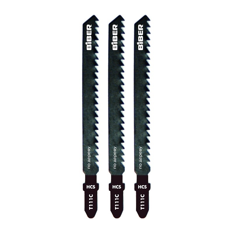 Пилки для лобзика по дереву Т111С раб.74х3мм быстрый рез HСS 3шт Бибер 85276