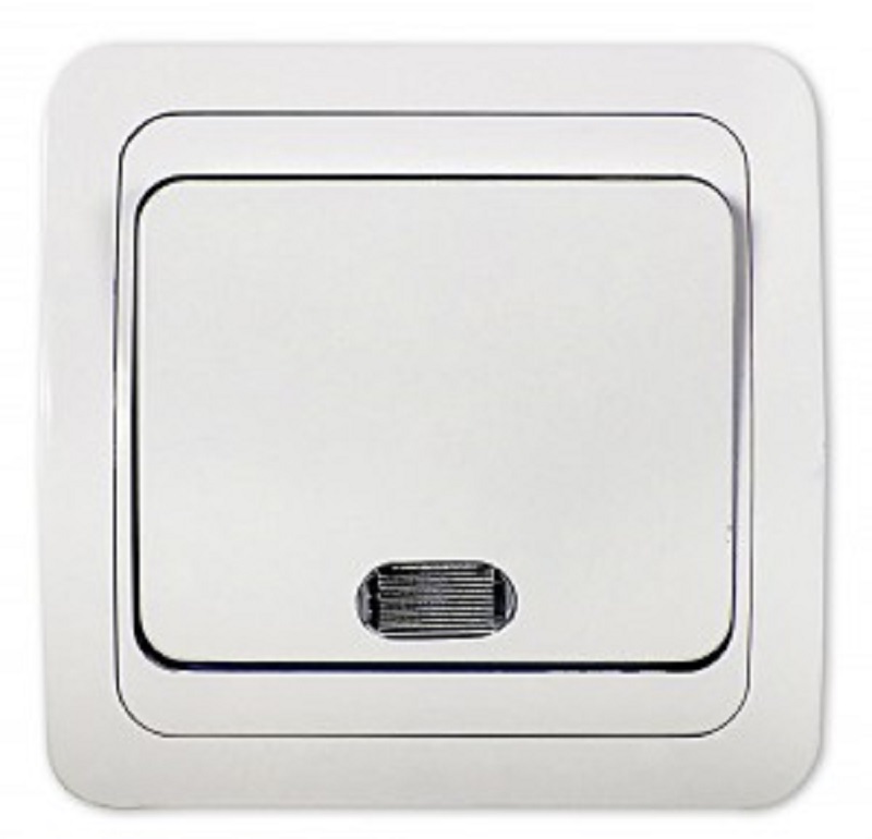 Выключатель "Classico" 1 СП белый в сборе с индикатором 10А In Home 2121 (853)