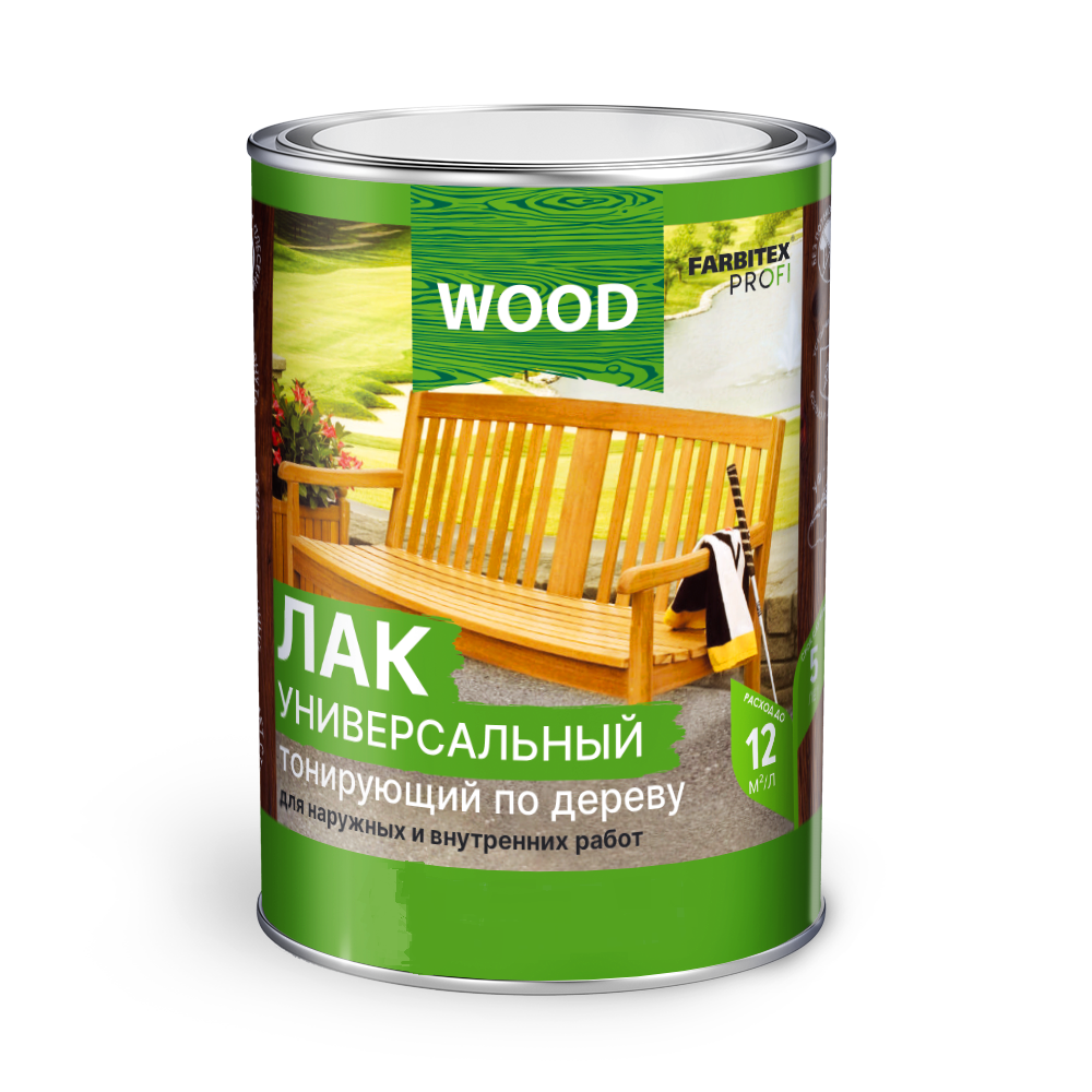 Лак алкидно-уретановый FARBITEX PROFI WOOD универсальный тонирующий по дереву палисандр 0,9л