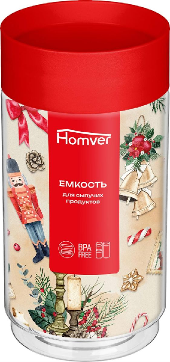 Емкость для сыпучих продуктов пласт.1л красный Хомвер 223138106/03223138106/03- купить в АПлайн