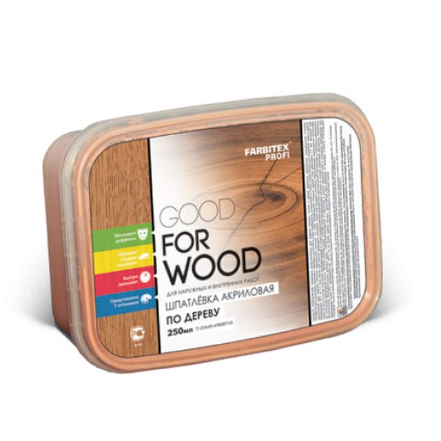 Шпатлевка акриловая FARBITEX PROFI WOOD по дереву белая 0,25л