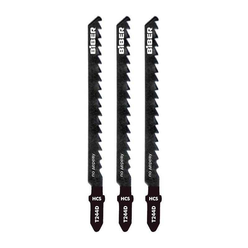 Пилки для лобзика по дереву Т244D раб.74х4мм быстрый рез HСS 3шт Бибер 85282