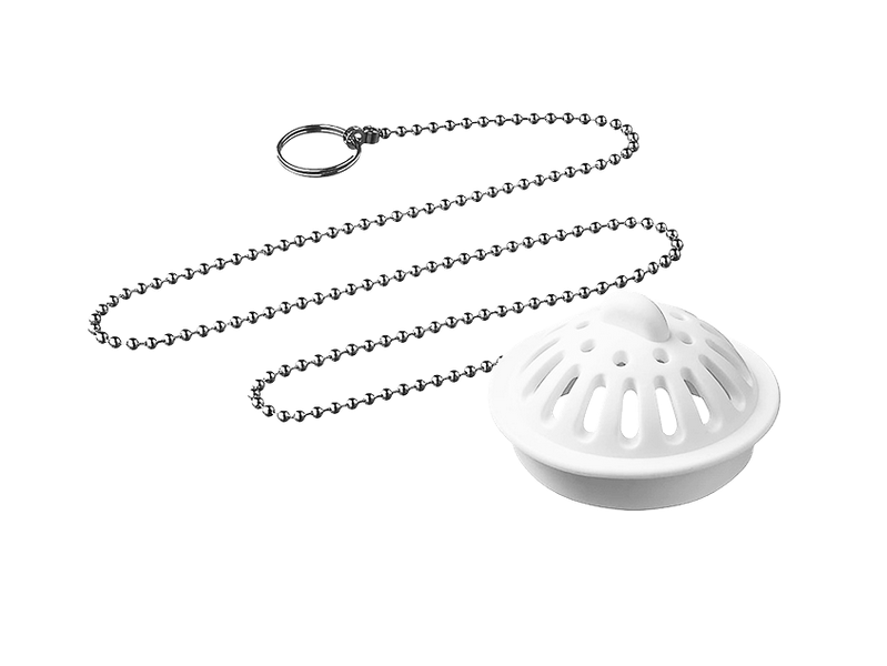 Ситечко-пробка для раковины "ОРИО" белый 40 мм с латунной цепочкой 50 см А-4078-1