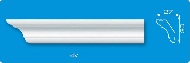 Плинтус потолочный экструдированный "Лагом" V-4 2м DESN-24V000-WH-0132