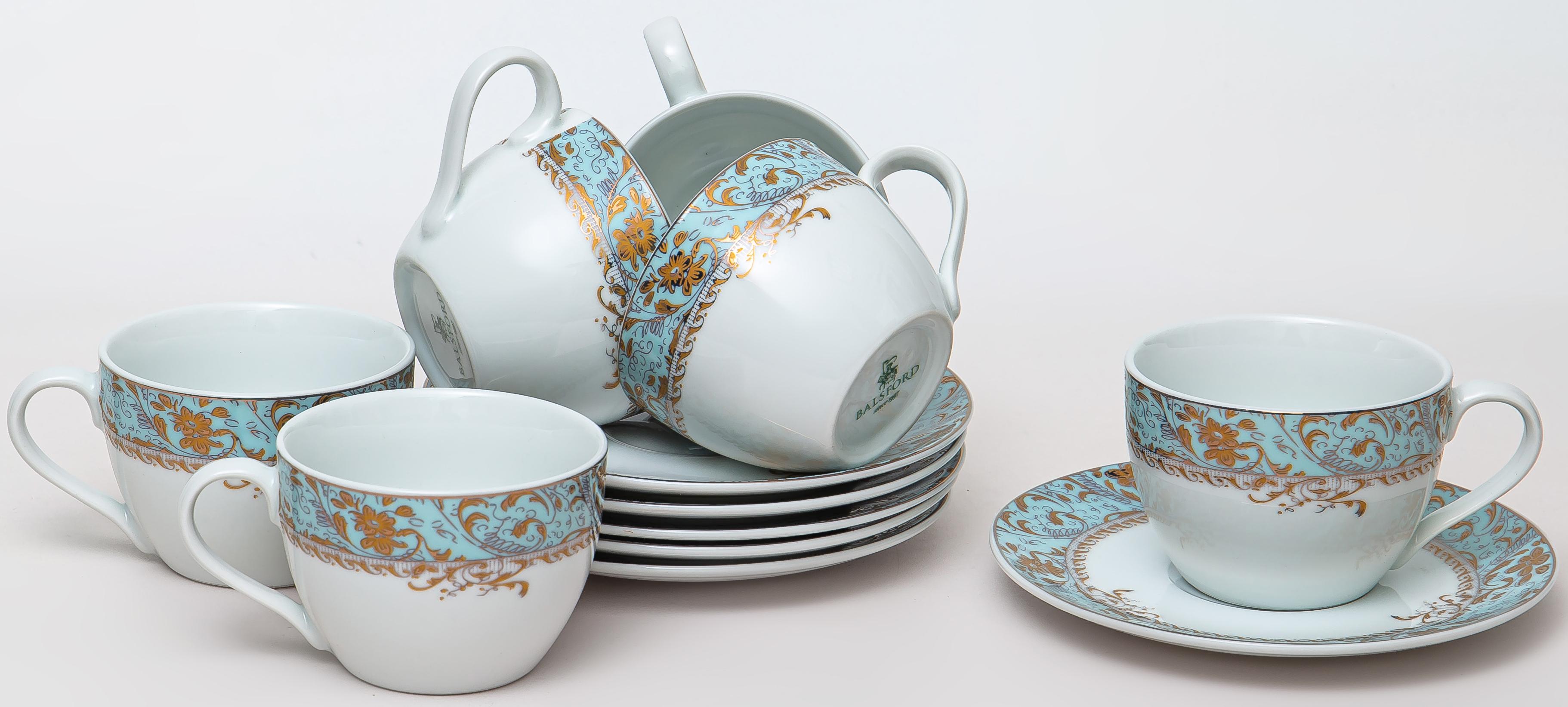 НАБОР ЧАЙНЫЙ КЕРАМ. БРИСТОЛЬ БЕРНАРД: 6 ЧАШЕК 220МЛ + 6 БЛЮДЕЦ, ЦВЕТНАЯ УПАКОВКА 106-03032