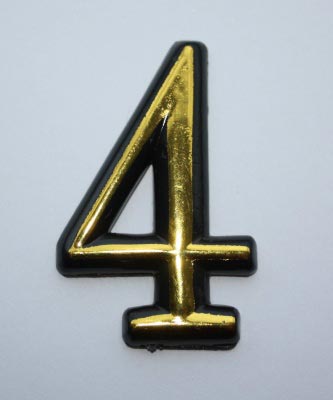 Цифра дверного номера "4" золото самоклеющ h=5 см СМ л-н