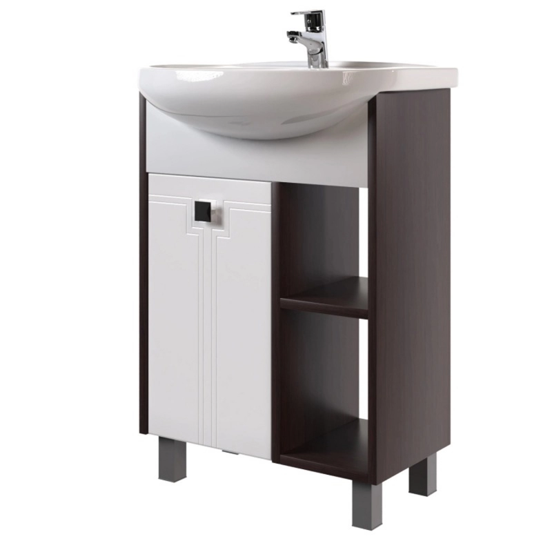 Тумба д/ванной "БОСКО-55" белая/венге под раковину Элеганс-55 (Rosa) (ПВХ)