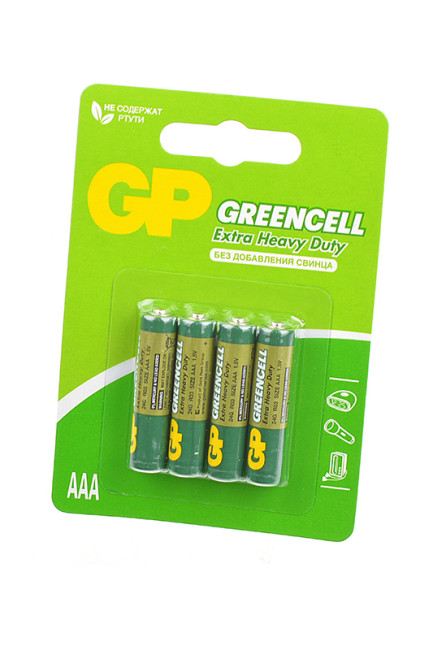 Элемент питания ААА солевой (R03) GP Greencell GP24G-2CR4 BL4, 4шт.