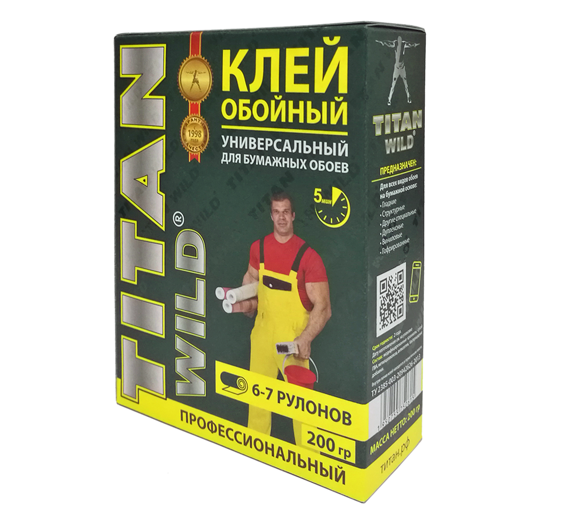 Клей обойный TITAN WILD универсальный коробка TWUni200 200г
