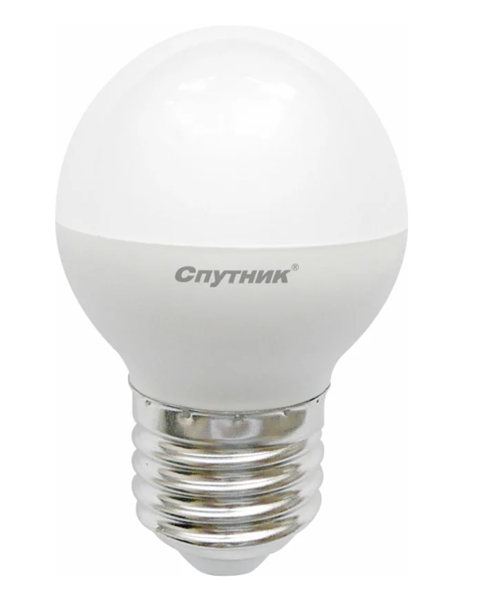 Лампа светодиод. Е27 "СПУТНИК" G45 12W 6000К холодный свет шар