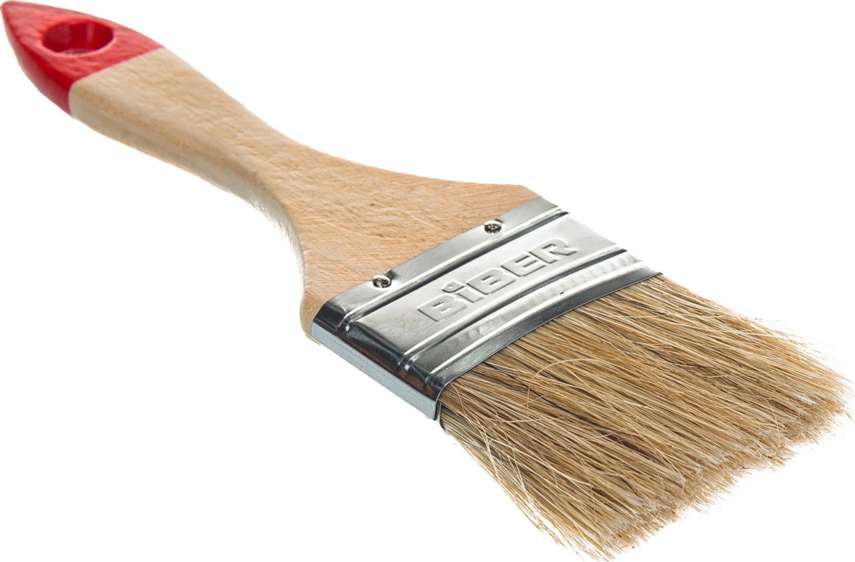 Кисть плоская "Стандарт" №2,5 (63 мм) нат.щетина / дер.ручка Biber 31114
