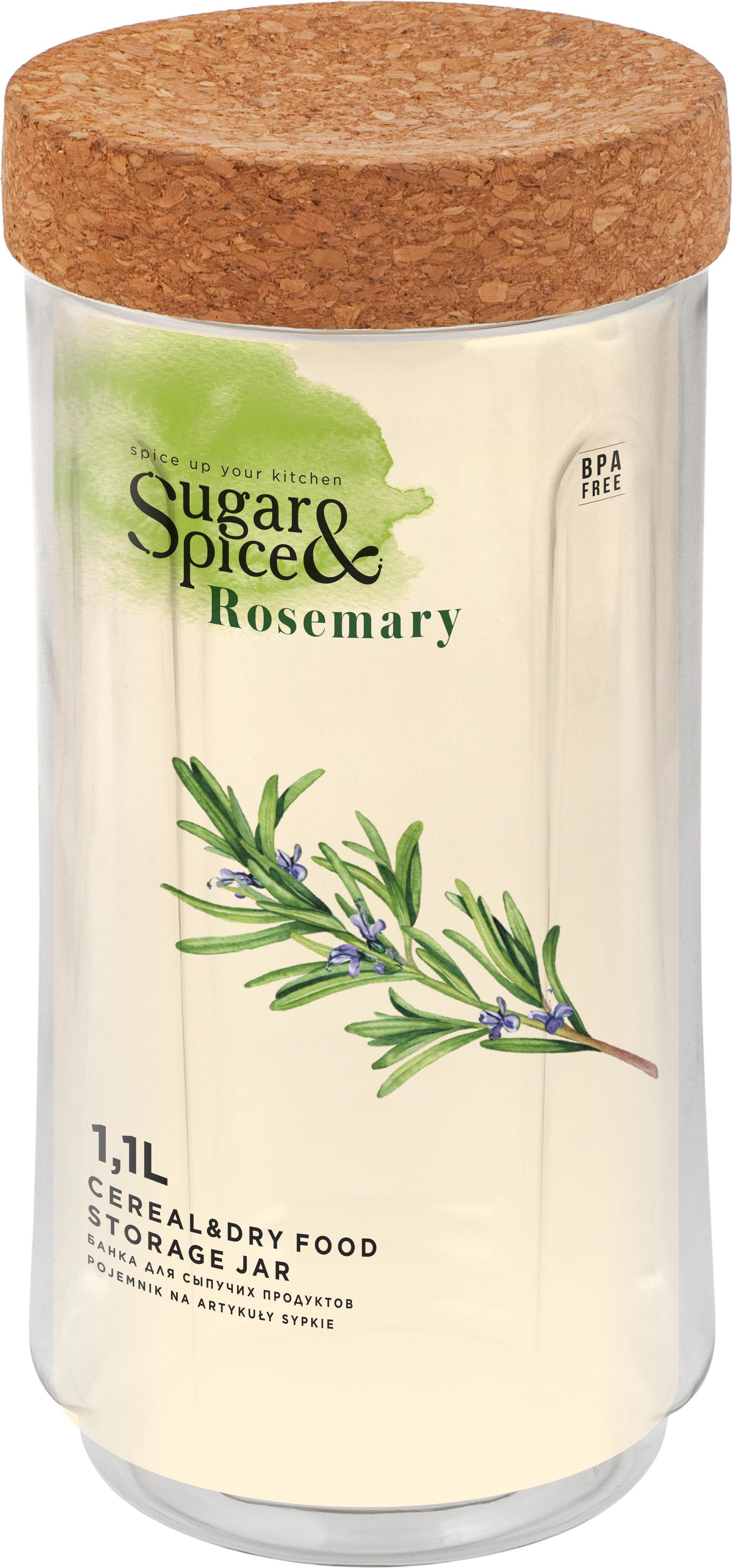 Банка для продуктов пласт. Sugar&Spice Rosemary 1,1л пробк. крышка SE105810996