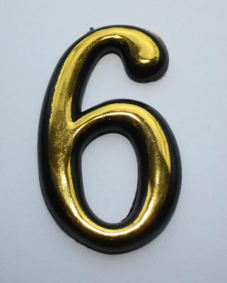 Цифра дверного номера "6" золото самоклеющ h=5 см л-н