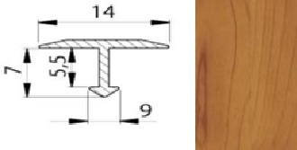 Профиль алюминиевый Т-образный 1,8м 14х8мм УТ34.23, Сосна