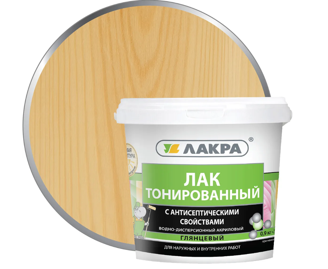 Лак в/д ЛАКРА тонированный бесцветный 0,9кг90001353123- купить в АПлайн
