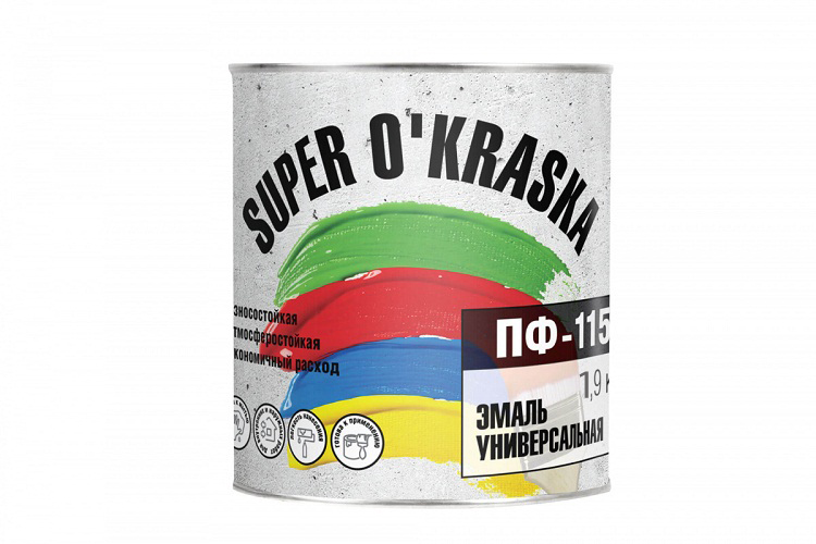 Эмаль ПФ-115 "SUPER OKRASKA" серая 0,9кг 