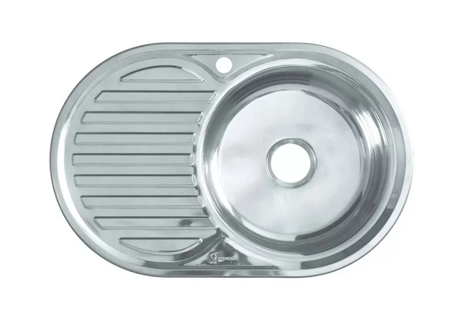 Мойка врезная 77х50 правая (0,6х160) выпуск 3 1/2 с сифоном, без гофры00002809- купить в АПлайн