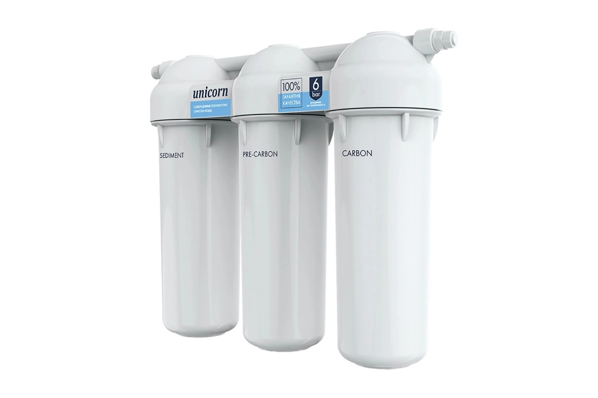 Фильтр трехступенчатый UNICORN 1/2'' умягчение 10" литая крышка арт.554806