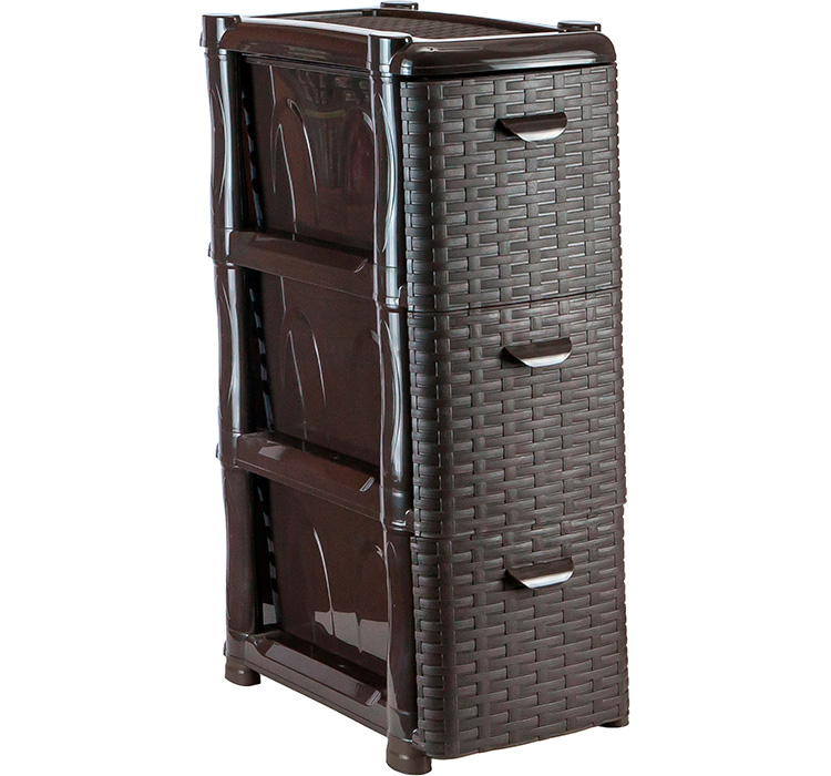 КОМОД РОТАНГ УЗКИЙ (3 СЕКЦИИ) КОРИЧНЕВЫЙ /М2813/