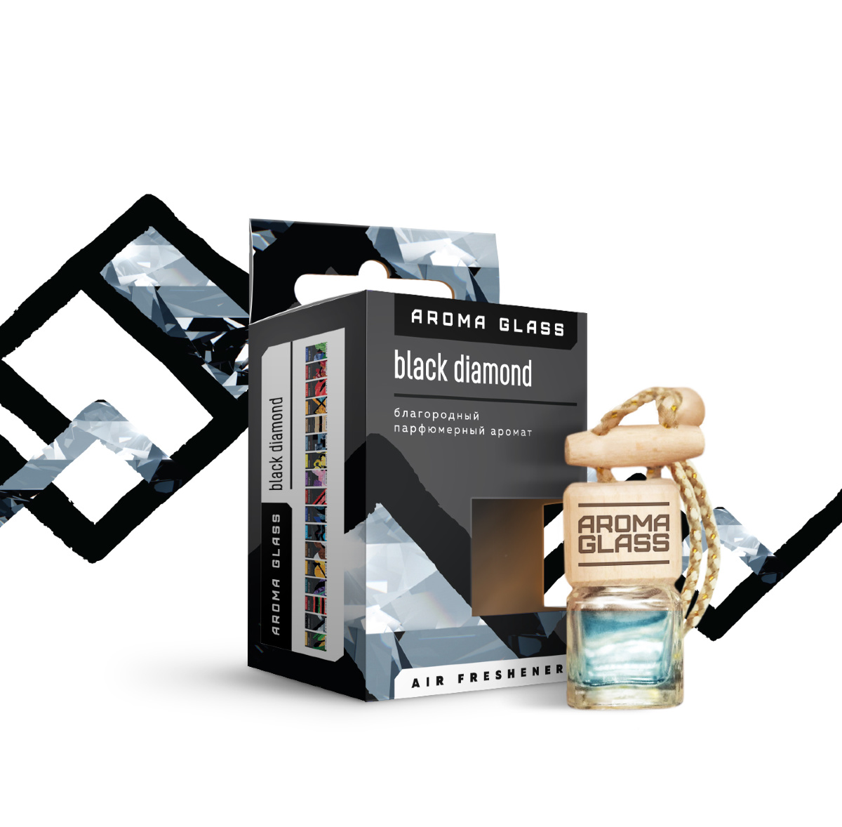 Ароматизатор подвесной стеклянный BLACK DIAMOND благородный парфюмерный аромат