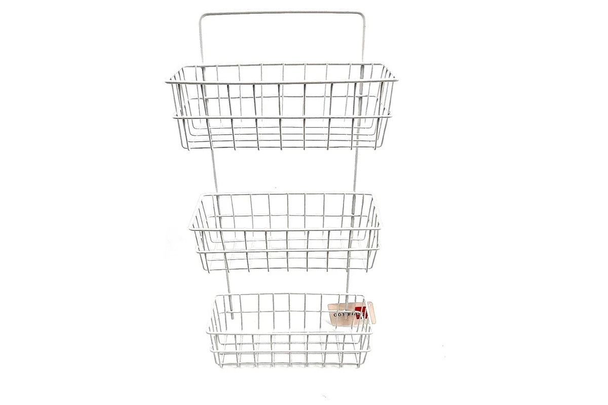 Полка подвесная 21BT1194W Симпл на стикерах универсальная, 3 полки, 25,5х10х51см, металл белый - 99099 - купить в АПлайн