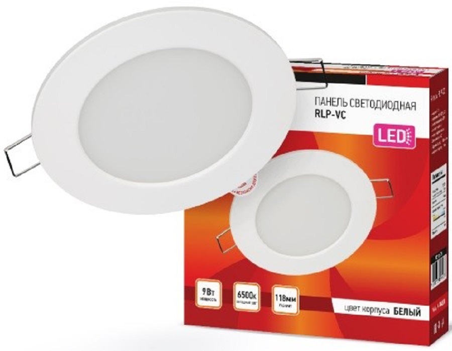 Светильник светодиод. панель ASD/inHome 9W (630lm) 6500К d118 бел. RLP-VC (Б/П) IP40 4523 /523/