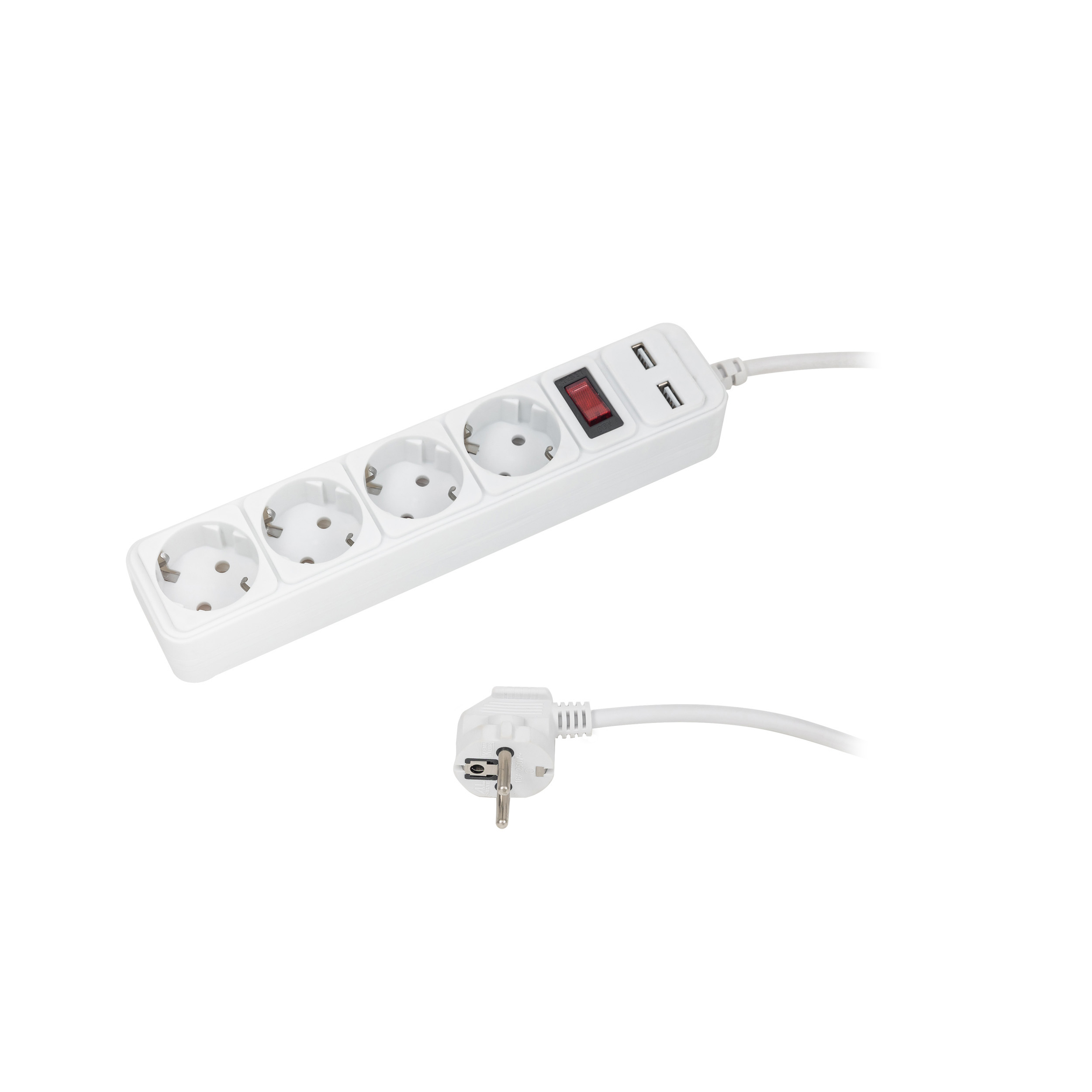 Удлинитель 4х1,5м+2 USB с заземлением 10А(3х0,75мм2) Старт 