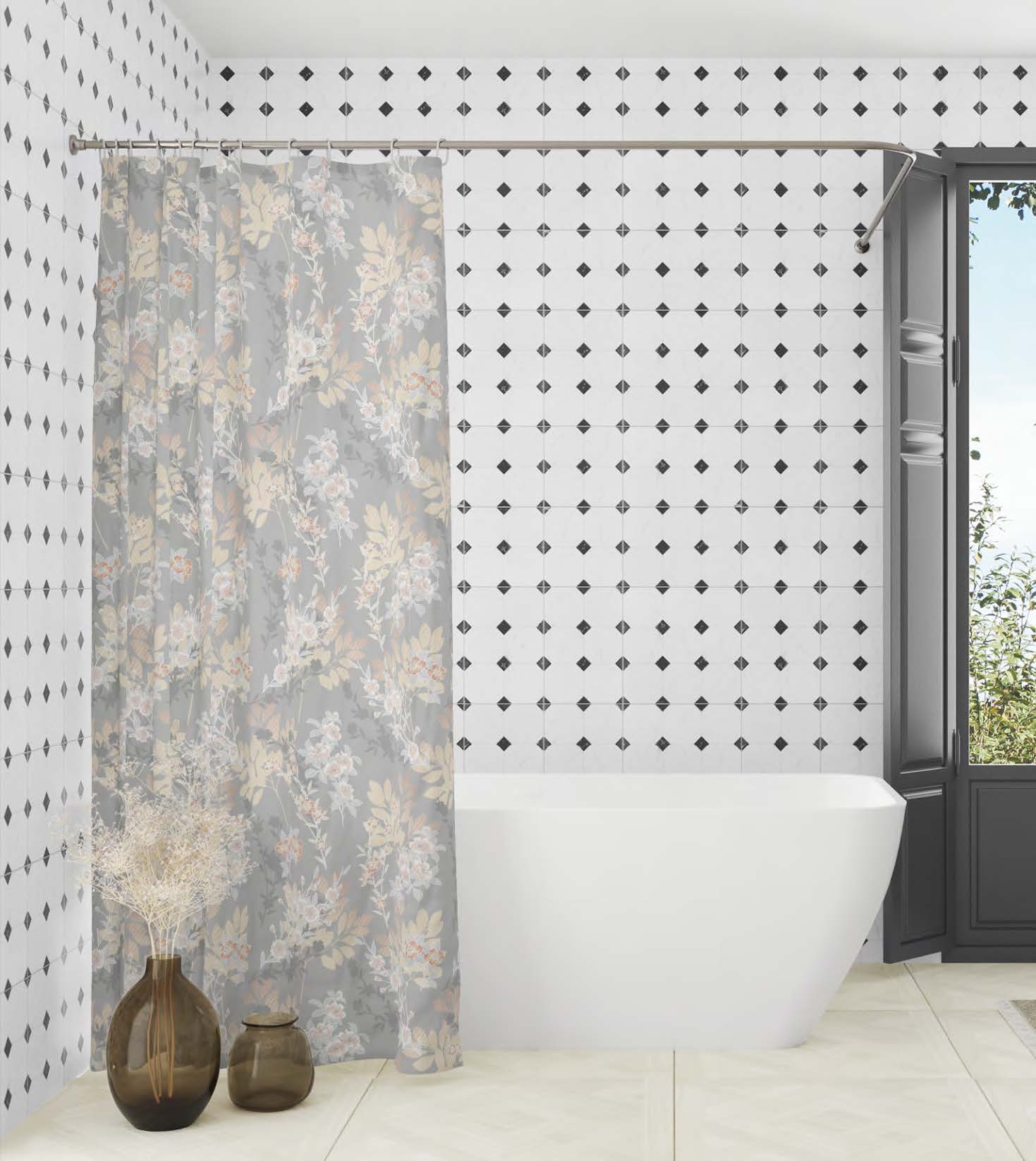 Штора для ванной комнаты "ВИЛИНА" Вечерний сад 180х180 см 6666-2202-1