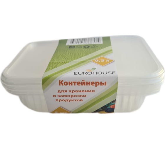Контейнеры для заморозки продуктов EuroHouse 0,5л 5шт 15898