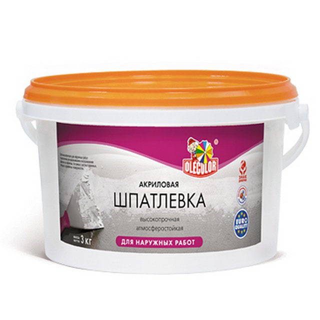 Шпатлевка акриловая OLECOLOR для наружных работ 3кг (Воронеж)4300000132- купить в АПлайн