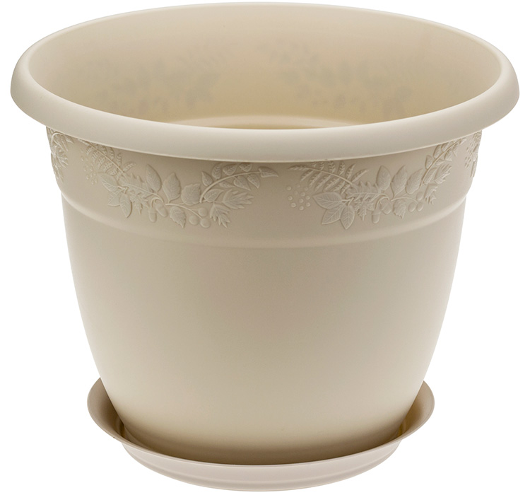 Кашпо пласт. Рябина 280мм 7,5л с поддоном латте М3057