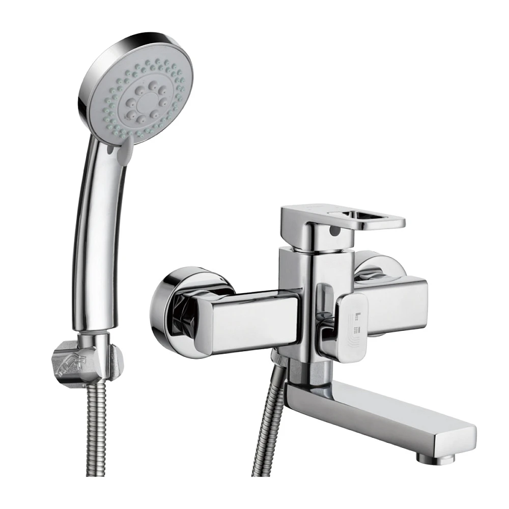 Смеситель для ванны Zegor с пов. литым плоск. изливом 150мм, встр. в корпус картридж. перекл. на душ