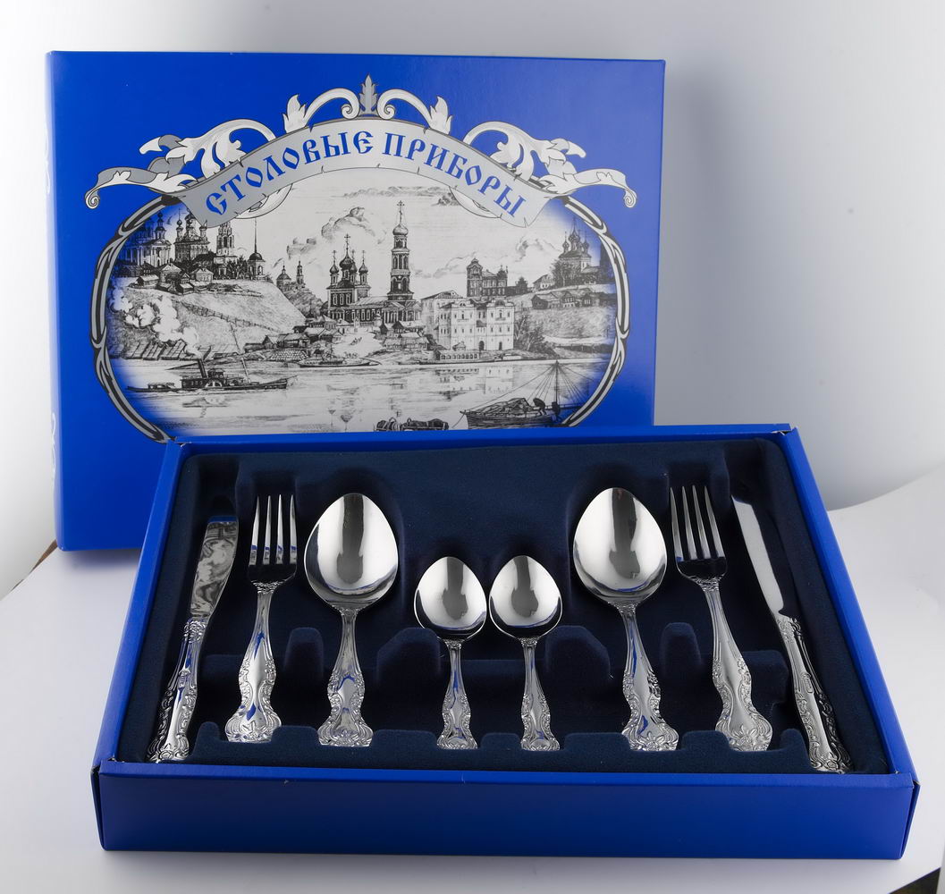 НАБОР СТОЛОВЫЙ ТРОЙКА 24 ПРЕДМЕТА СН-24М3Ф1 ПВХ ФЛОК