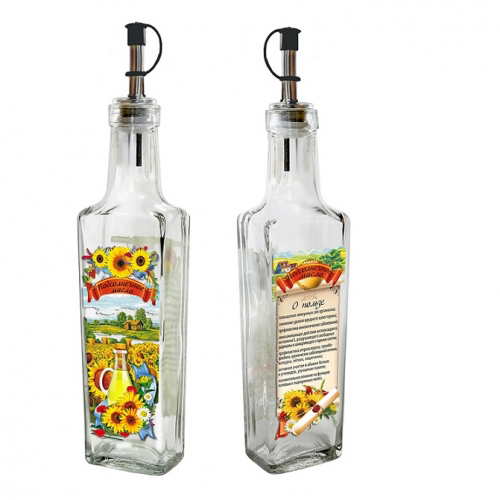 БУТЫЛКА СТЕКЛ. С МЕТ. ДОЗАТОРОМ ДЛЯ ПОДСОЛНЕЧНОГО МАСЛА, 250 МЛ