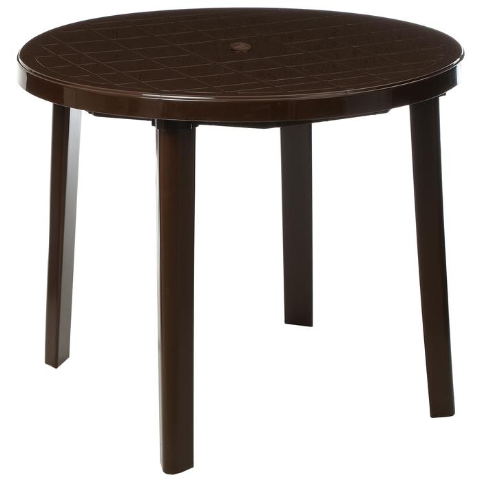 Стол пласт. круглый 900х900х750мм коричневый М8151