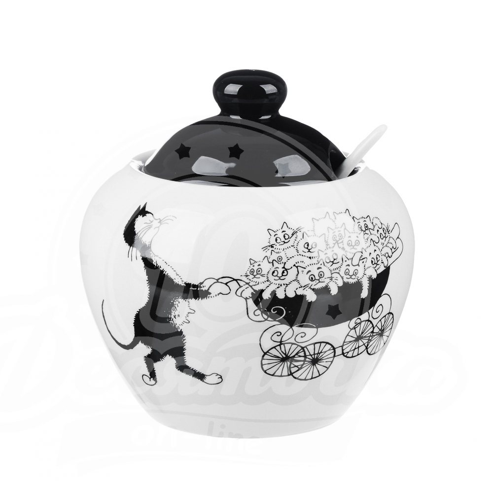 САХАРНИЦА КЕРАМ. MILLIMI ЧЕРНЫЙ КОТ 550МЛ 820-698 