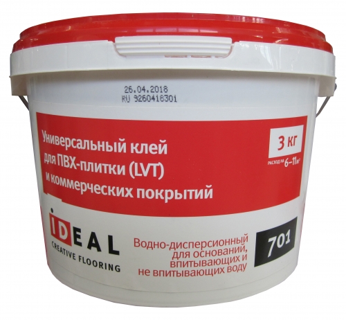 Клей водно-дисперсионный Ideal 701 3 кг (для LVT)