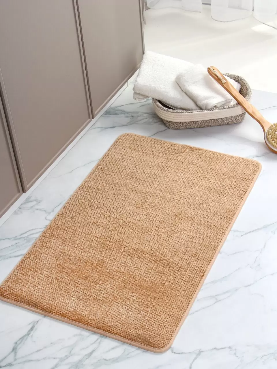 Коврик для ванной комнаты 0.5х0.8м антискольз, беж, Y4-9929