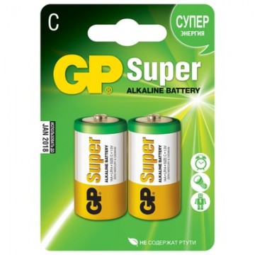 БАТАРЕЙКИ АЛКАЛИНОВЫЕ GP SUPER ALKALINE 14A ТИПОРАЗМЕРА С 2ШТ. НА БЛИСТЕРЕ /010/