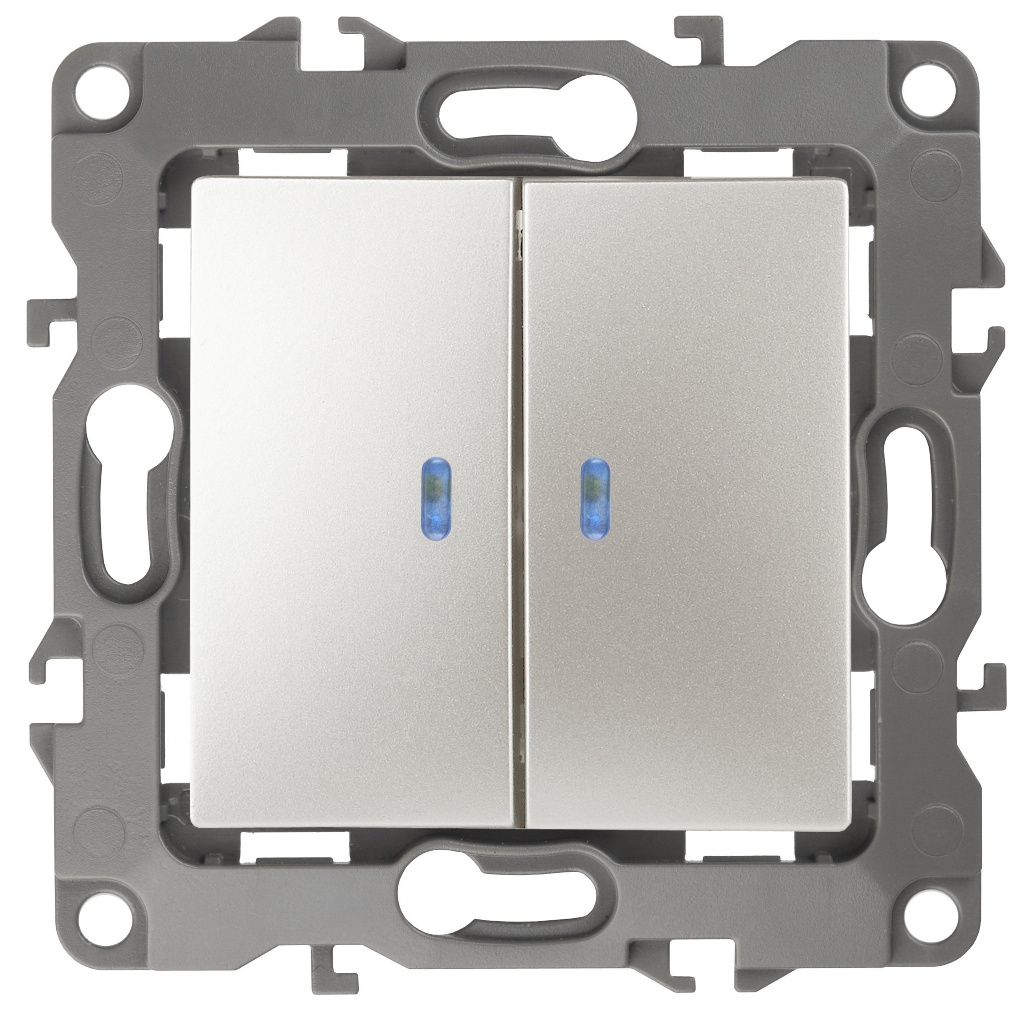 ВЫКЛЮЧАТЕЛЬ ДВОЙНОЙ С ПОДСВЕТКОЙ 2 ВП "ЭРА 12"  10АХ-250В  ЦВЕТ: ПЕРЛАМУТР арт.12-1105-15