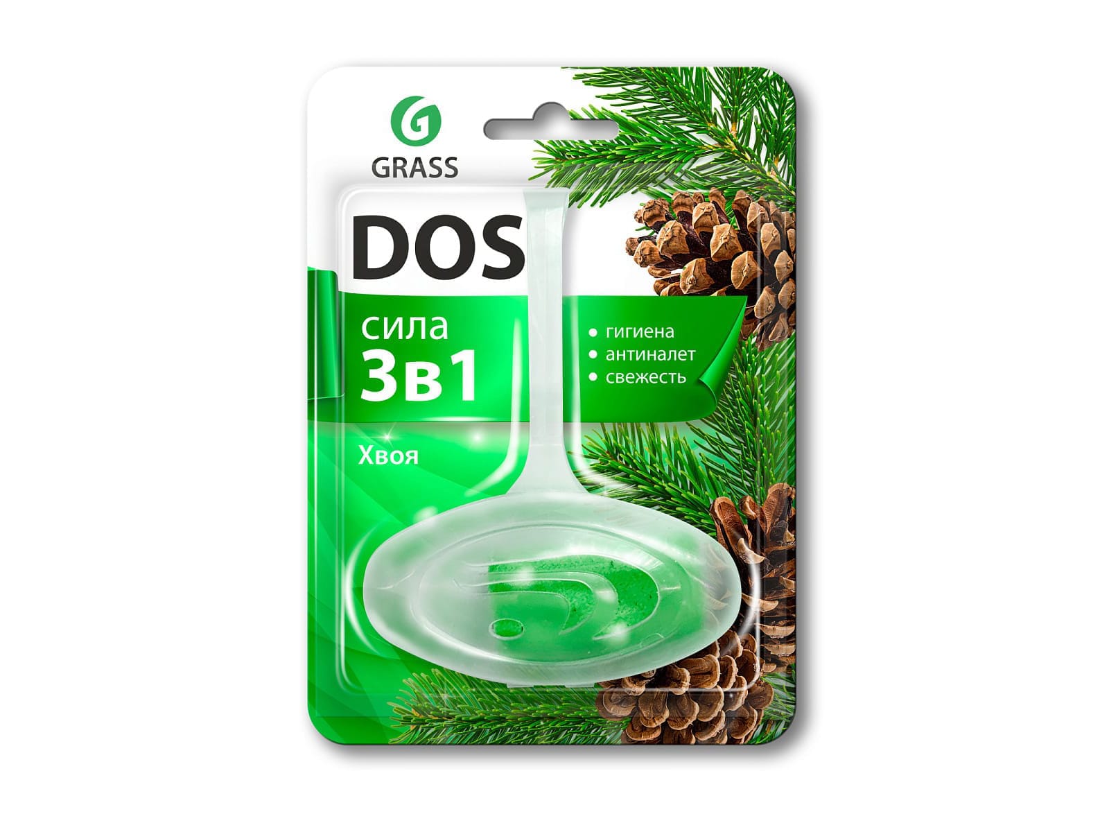 Блок для унитаза подвесной GRASS DOS 3 в 1 хвоя 125851125851- купить в АПлайн