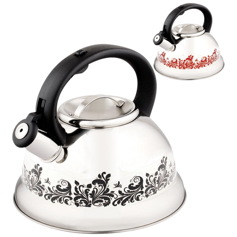 Чайник нерж. 3л со свистком с рисунком меняющий цвет /MAL-0417А/