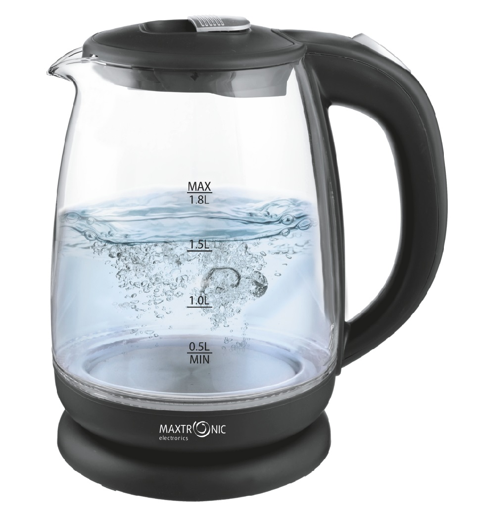 Чайник электрический MAXTRONIC 1,8л стекл. корпус черный MAX-400